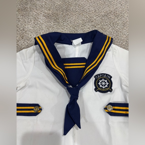 Vintage Toddler Sailor Captain Navy Blue and White Nautical Size 2 Romper - Picture 6 of 8